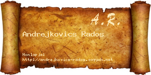 Andrejkovics Rados névjegykártya